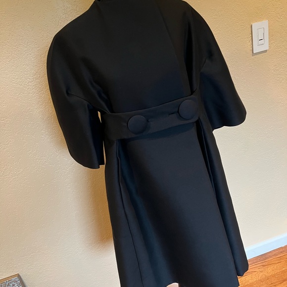 Vtg Joseph Magnin black silk taffeta hot pink opera couture coat - Picture 9 of 16